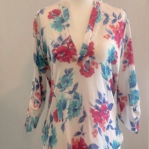 Floral V neck blouse by Lush